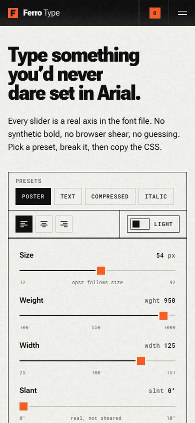 Ferro Type template — mobile screenshot 1