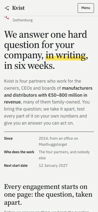 Kvist template — mobile screenshot 1