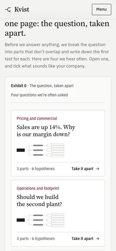 Kvist template — mobile screenshot 2