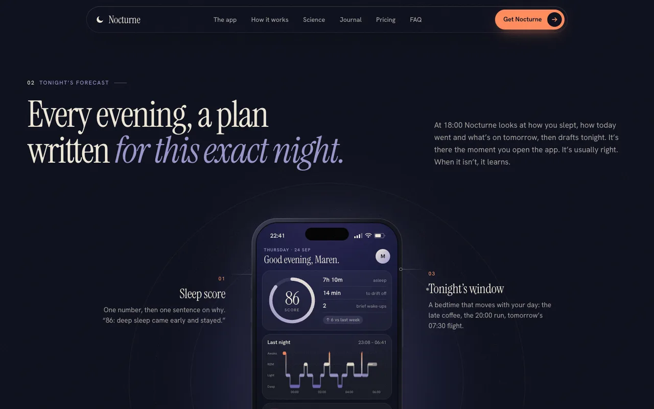 Nocturne template — desktop screenshot 2