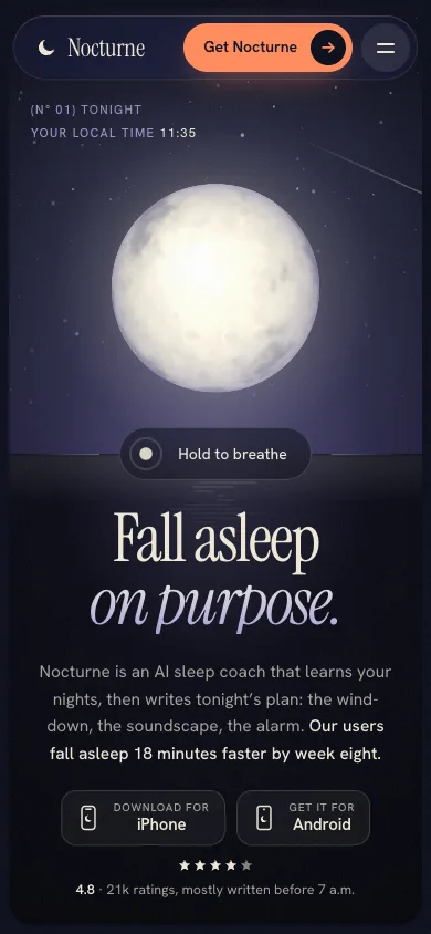 Nocturne template — mobile screenshot 1