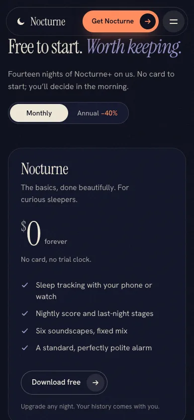 Nocturne template — mobile screenshot 2