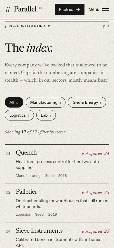 Parallel template — mobile screenshot 2