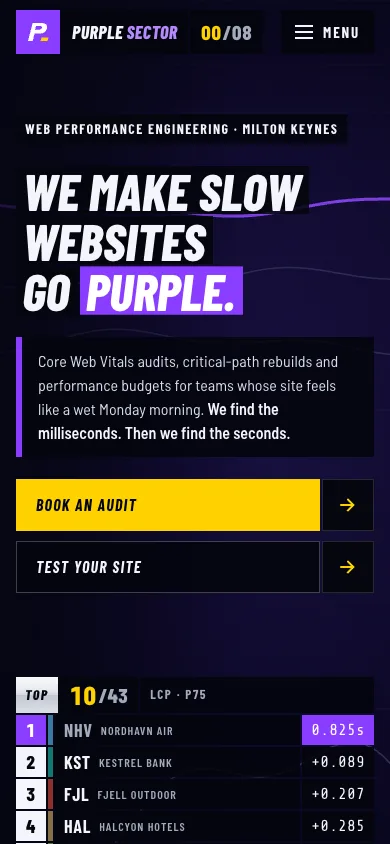 Purple Sector template — mobile screenshot 1
