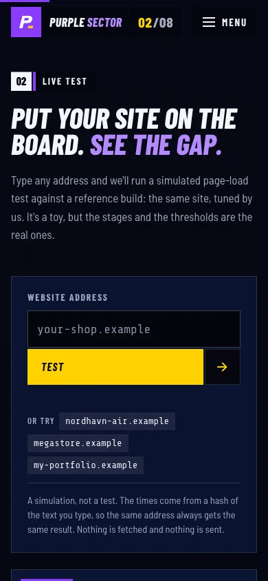 Purple Sector template — mobile screenshot 2