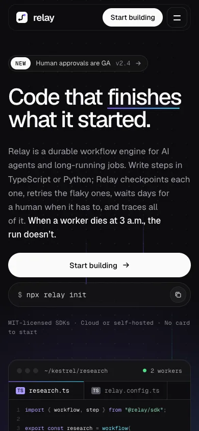 Relay template — mobile screenshot 1