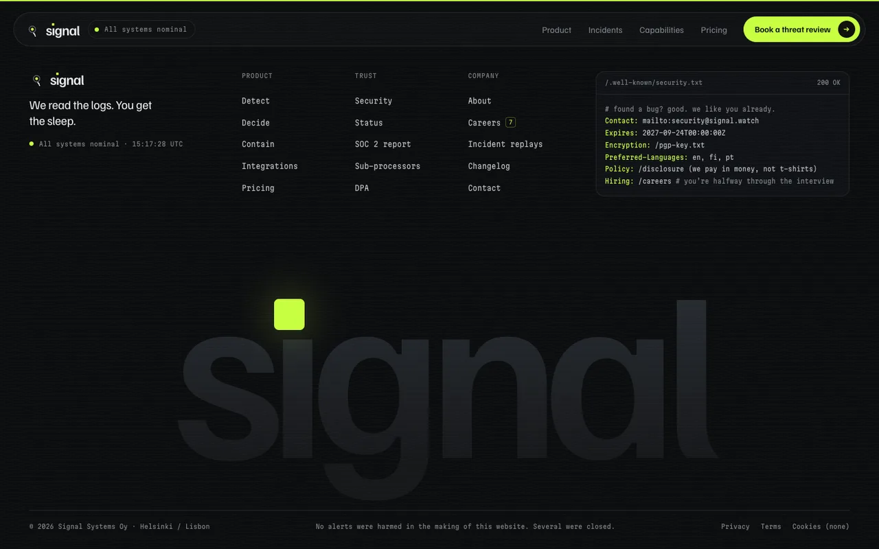 Signal template — desktop screenshot 4