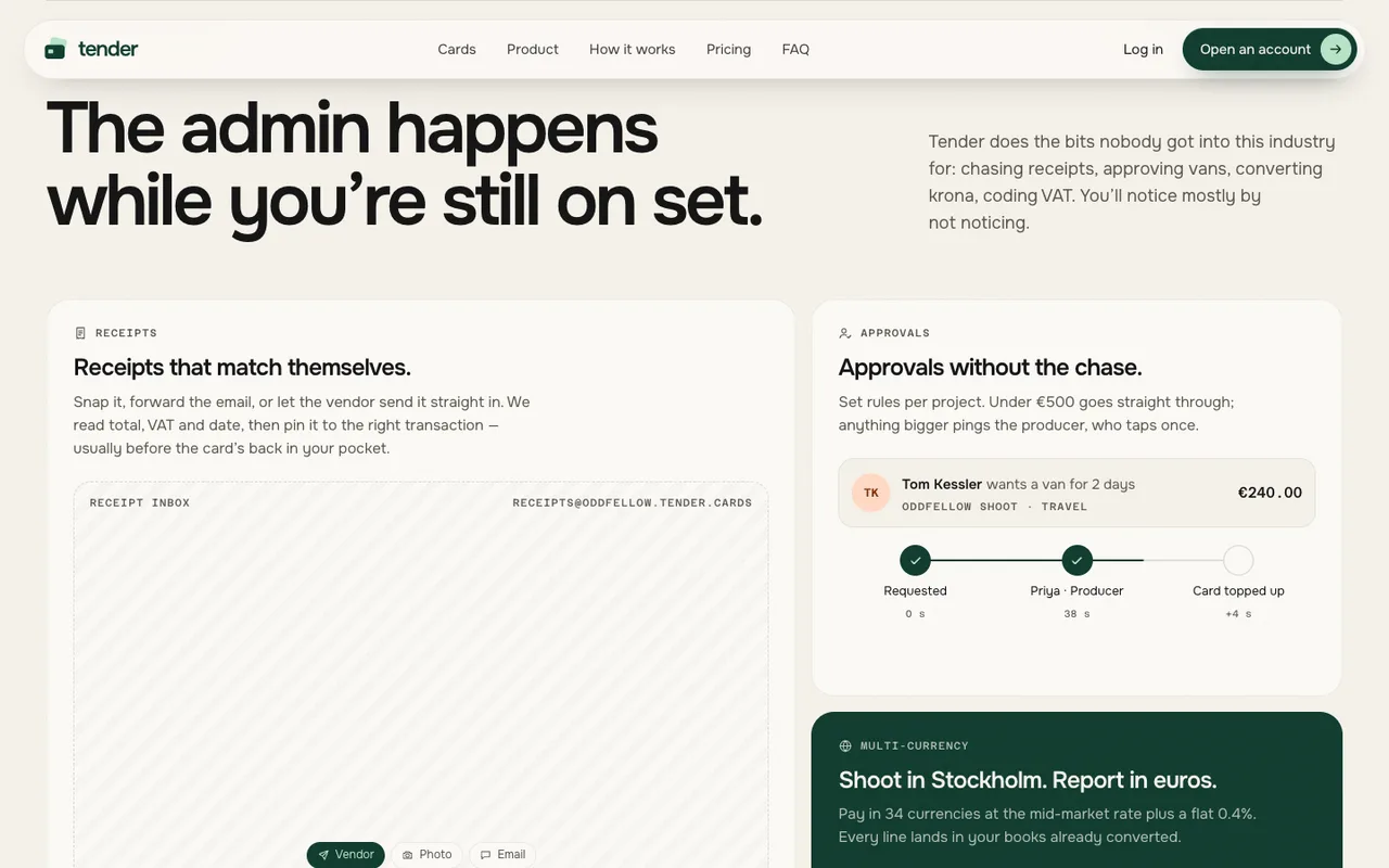 Tender template — desktop screenshot 2