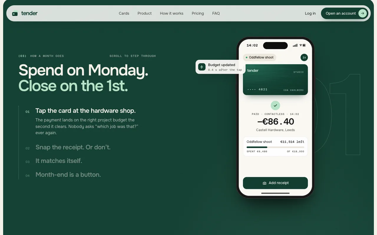 Tender template — desktop screenshot 3