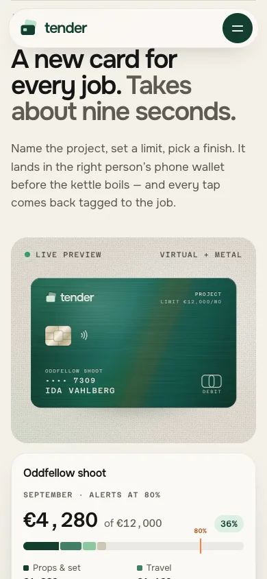Tender template — mobile screenshot 1