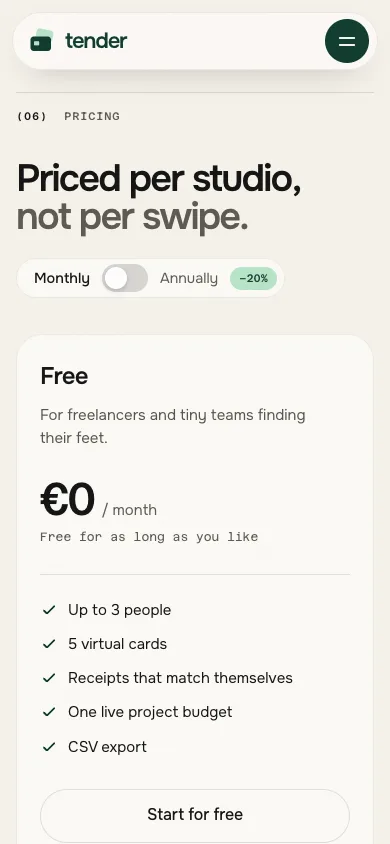 Tender template — mobile screenshot 2