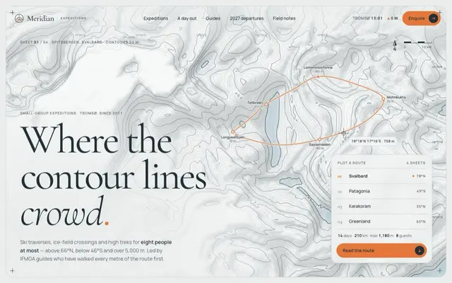 Meridian: the top of the homepage
