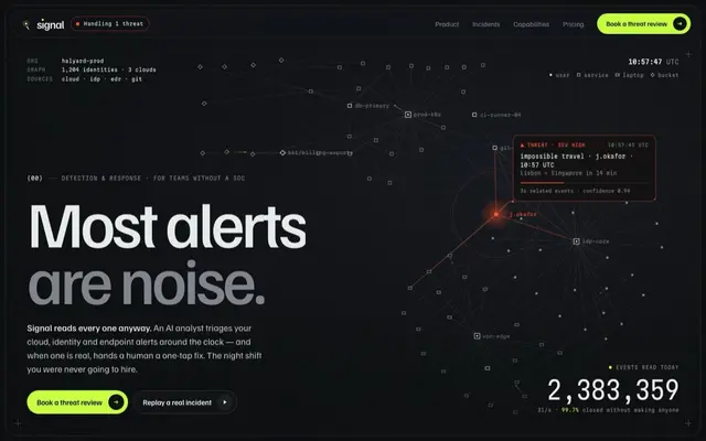 Signal: the top of the homepage